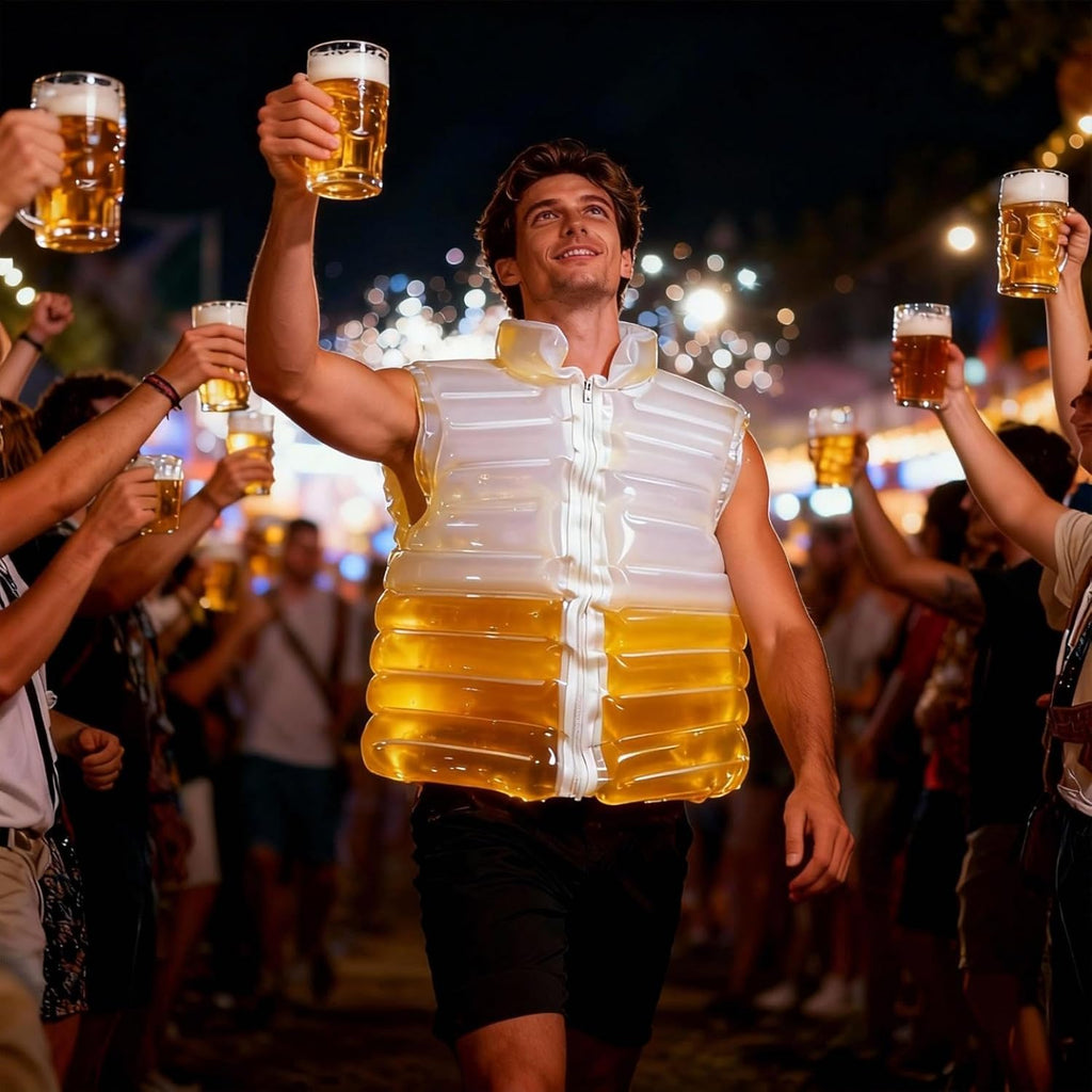 Transparent Beer Jacket, Beer Puffer Jackets, Beer-Filled Coat with Straw, Jacket Shaped Beer Beverage Pools