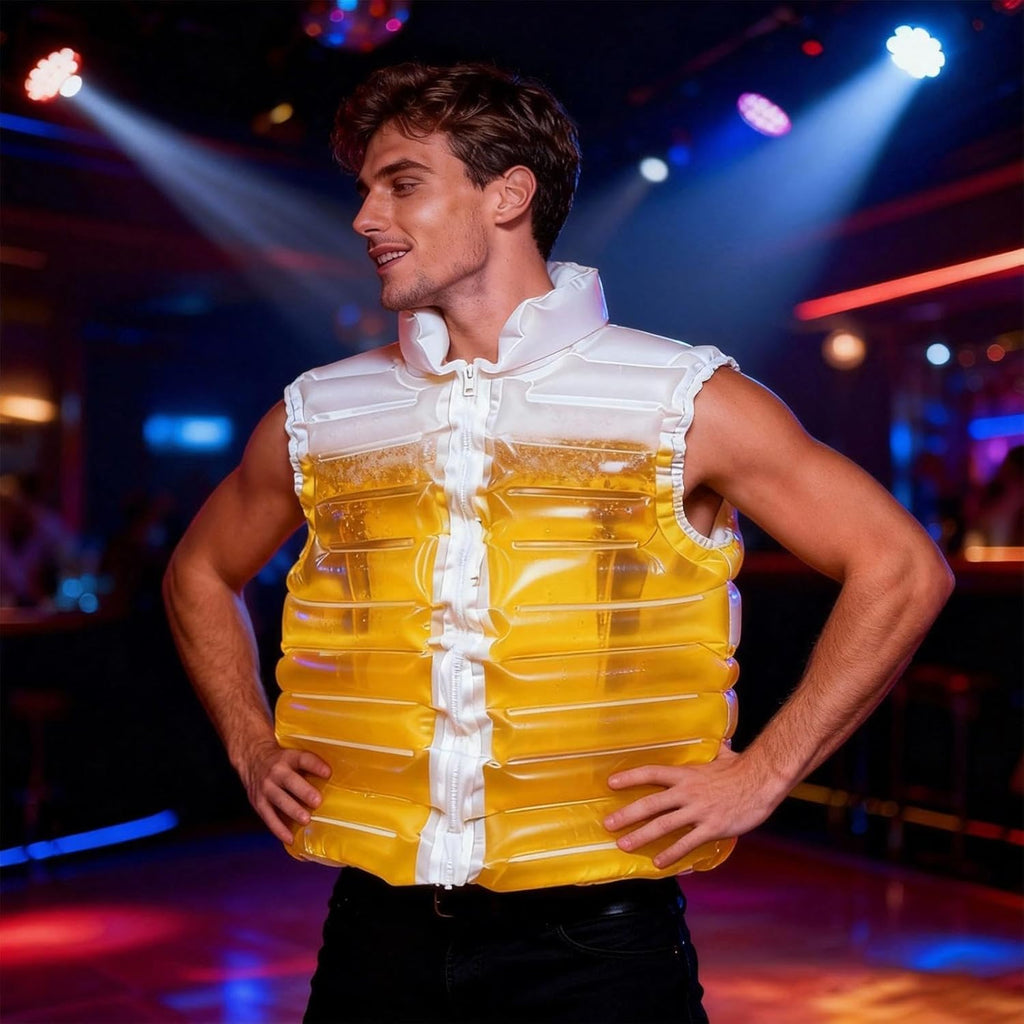 Transparent Beer Jacket, Beer Puffer Jackets, Beer-Filled Coat with Straw, Jacket Shaped Beer Beverage Pools