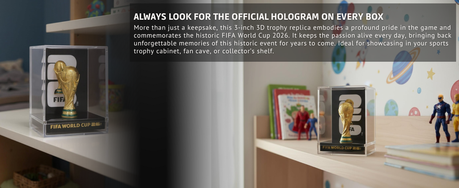 Official FIFA World Cup 2026 Edition - 3 Inch 3D Trophy Inside a Premium Acrylic Case - Timeless Collector’s Item - FIFA World Cup Trophy Replica Perfect for Man Cave or Football Memorabilia