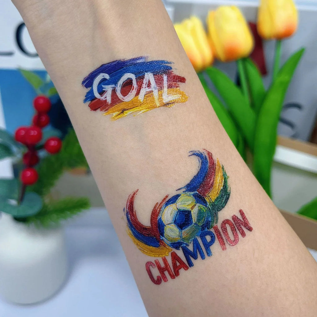 1/8pcs Realistic Football Game Stickers Soccer Temporary Tattoos Atmosphere Body Art Decor Stickers for Sports Events Parties