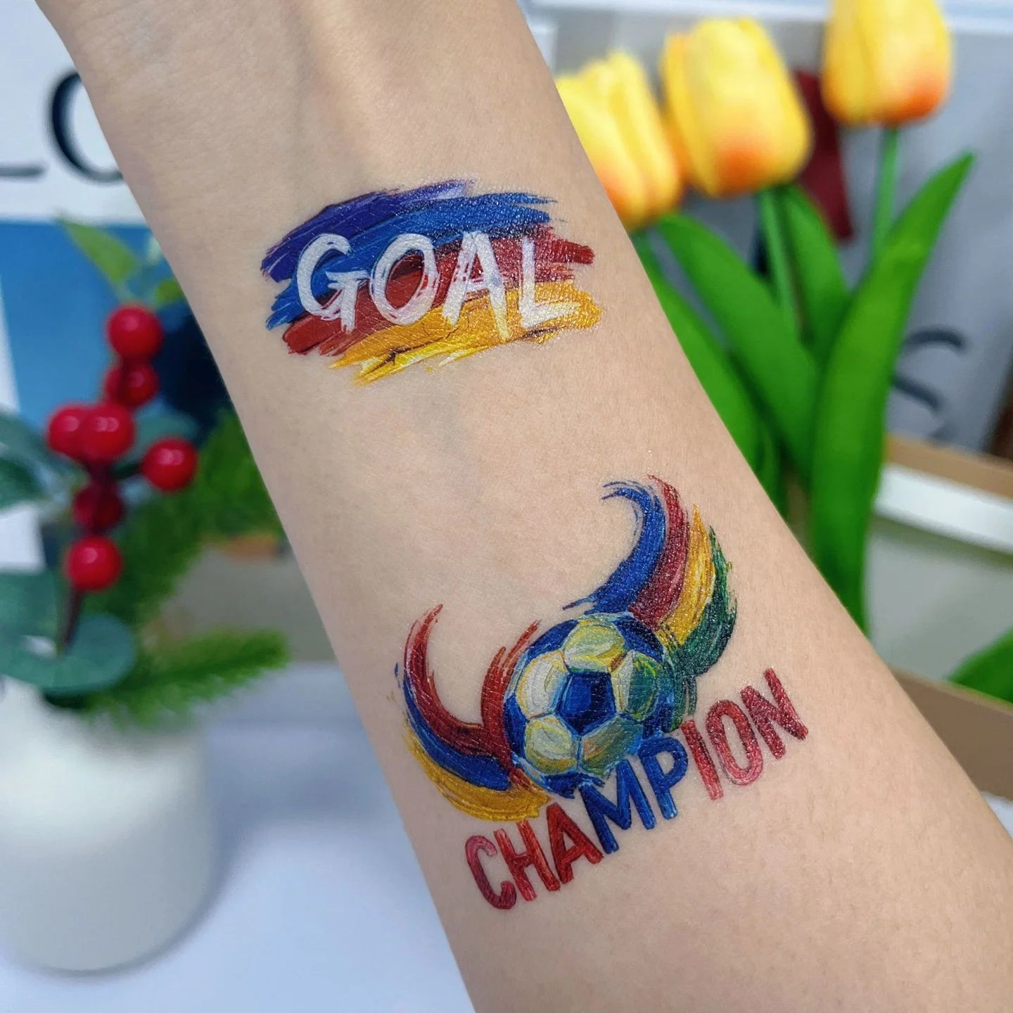 1/8pcs Realistic Football Game Stickers Soccer Temporary Tattoos Atmosphere Body Art Decor Stickers for Sports Events Parties