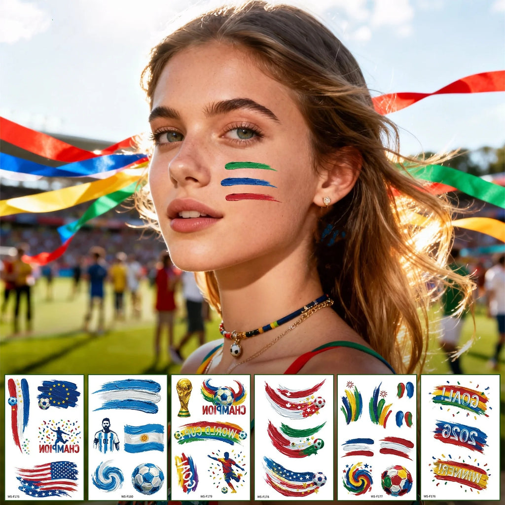 1/8pcs Realistic Football Game Stickers Soccer Temporary Tattoos Atmosphere Body Art Decor Stickers for Sports Events Parties